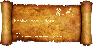 Manheimer Adony névjegykártya